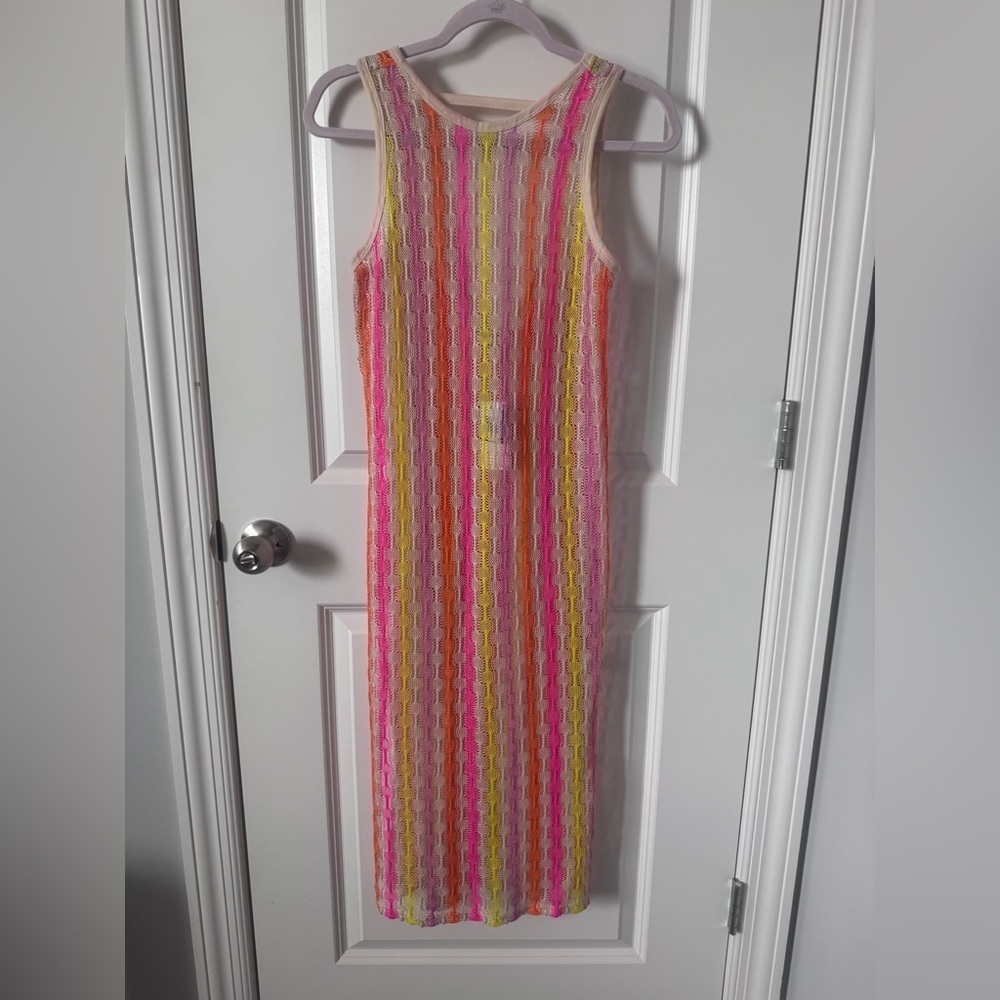 Miken Neon Crochet Top/Suit Coverup Size Medium